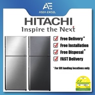 HITACHI R-VX410PMS9 340L BRILLIANT SILVER/BLACK STYLISH TOP FREEZER REFRIGERATOR