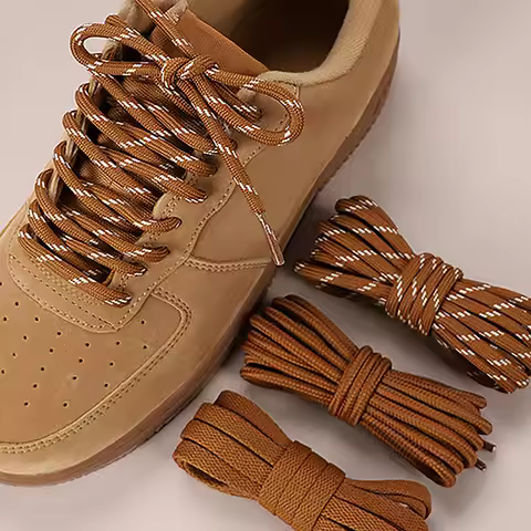 Fashion Flat Round Wheat Color AF1 Sholeaces Autumn Brown Strings Sport Basketball Casual Sneakers H