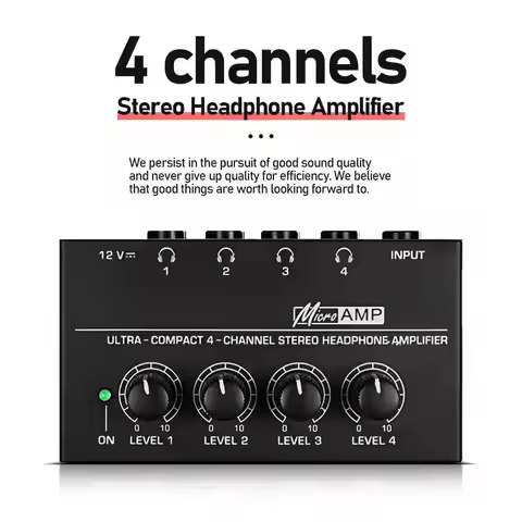 HA400 professional headphone amplifier, four channel zero noise independent control, recording studi