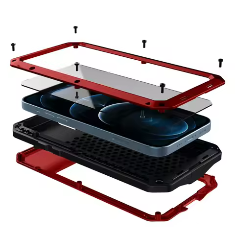 Metal Aluminum Armor doom Shockproof Case for iPhone 13 11 12 Pro XS MAX mini SE XR X 6 6S 7 8 Plus 