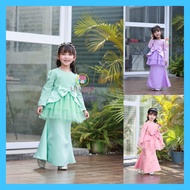 Lil Little BK56 Ready Stock Baju Kurung Budak Perempuan Lace Peplum Baju Kurung Kanak Kanak Baju Raya Budak 2022(2T-12T)