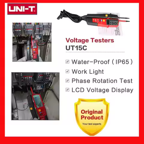 UNI-T Voltage Testers Phase Sequence Continuity Voltage Detector LCD Display Auto Range IP65 Waterpr