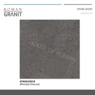 ROMAN Granit 60x60 dPetrela Charcoal / Granit Lantai Hitam Kasar / KW2