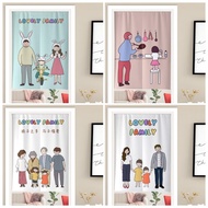 Happy Family Room Door Curtain for Partition Girl Room Door Curtain for Kitchen Japanese Style Door Curtain for Toilet Cartoon Long Door Curtain