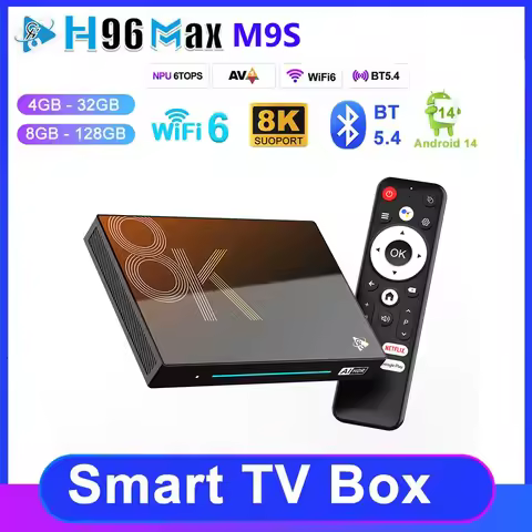 H96 MAX M9S Smart TV Box Android 14 Rockchip RK3576 Wifi6 BT5.4 1000M LAN 8K 4K&120fps 8GB 128GB Med