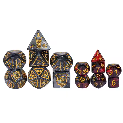 25mm Big Size DnD Dice Set with Shield Sword Pattern 7Pcs/Set High Quality Polyhedral Dice D4~D20 fo