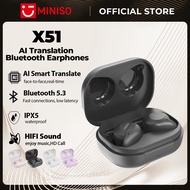 MINISO X51 AI Translator Earbud Wireless Earphone Original Bluetooth 5.3 HD Call Low Latency HlFl So