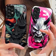 Japan Samurai Oni Glass Phone Case For Samsung Galaxy A16 A15 A25 A35 A55 A53 A54 A34 A14 A32 A52 4G