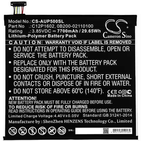 Li-Polymer Tablet Battery for Asus,3.85v,7700mAh,Z500KL,ZenPad Z10,ZT500KL,LCD Monitor M,MB16AP,LCD 