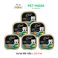 Cesar ซีซาร์ (24ถาด) อาหารสุนัข อาหารเปียก แบบถาด รสปลาแซลมอนและมันฝรั่ง ขนาด100g.