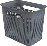 Rotho Brisen Storage Box 7 l with Hole Pattern, Plastic (PP) BPA-Free, Anthracite, 7l (26,2 x 18,0 x 21,1 cm)