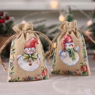 6pcs Cute Candy Bags Snowman Gingerbread Man Design Burlap Goodies Bags Large Capacity Christmas Gift Wrapper Christmas Gift Ideas