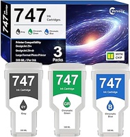 747 Ink Cartridge 3-Pack Color Ink Replacement for HP 747 P2V84A P2V85A P2V86A Ink Cartridge for Des