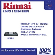 [ Promo] Kompor 2 Tungku Rinnai Ri-522 Ss / Kompor 2 Tungku Stainless