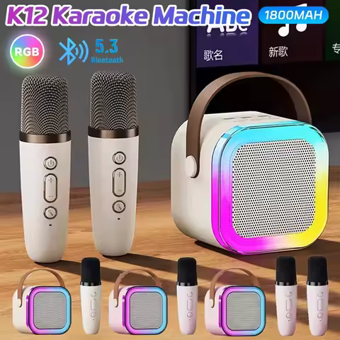 Wireless Karaoke Speaker Bluetooth Microphone K12 Home KTV Karaoke Machine RGB Light Portable Mini B