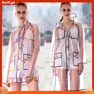 Kaitlyn Adult Transparent Thicken Hooded Long Sleeve Waterproof Raincoat Poncho Rainwear