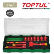 TOPTUL 12 PCS 1/4" DR. VDE 6PT Flank Socket Set (Model: GZA1246)