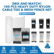 [MIX and MATCH] 100 Pcs Heavy Duty Nylon Cable Ties & Mesh Fence Net 1 Meter Wide 0.8cm Multipurpose
