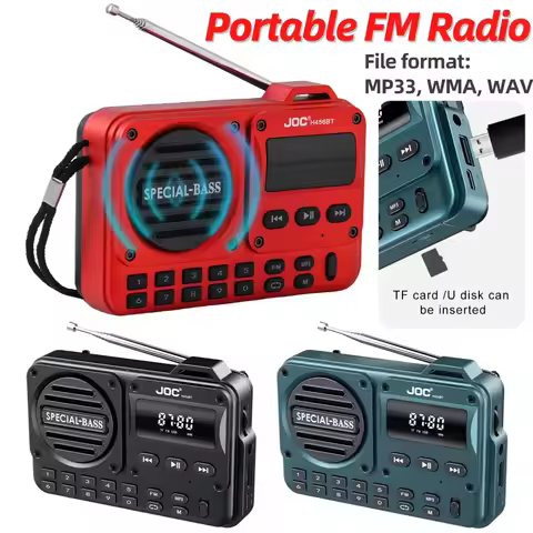 FM Radio TYPE-C Rechargeable Digital Radio Recorder Speaker with LED Display BT 5.4 Radio Speaker fo