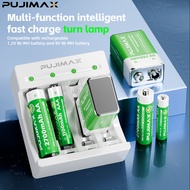 【⚡Ready Stock】AA AAA 9V Battery Charger 4 Slots 1.2V/9V Rechargeable NiMH and Li-ion AA Batteries
