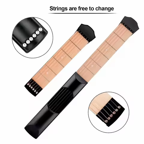 HOT Portable Pocket Guitar Practice 6 Tuning Instructors Pocket Guitar Beginner String and Chord Ins