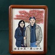 【似顏繪刺繡相框8吋】-兩人紀念