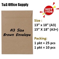 Brown Envelope 13 inch x 18 inch A3 size / 15 inch x 18 inch A3+ (1 pkt = 25pcs OR 10pcs) / A3 Sampu