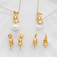 Sand Gold Rabbit Pearl Pendant diy Jewelry Accessories Rabbit Bracelet Necklace Jade Rabbit Earrings
