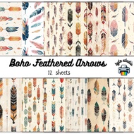 12 Sheets 8x8 Boho Feathered Arrows Print by byte studio | Premium Paper Craft Journal Stationery