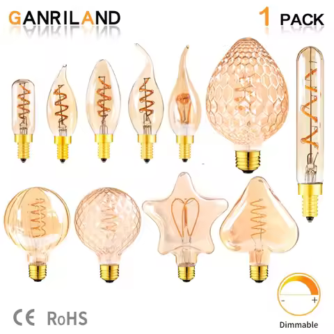 E14 E27 Retro Spiral Light LED Filament Bulb 110V-240V T25 C32 C35 T20L Dimmable 3W 2200K Vintage La