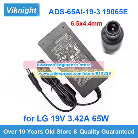 Genuine 19V 3.42A 65W AC Adapter ADS-65AI-19-3 19065E EAY65689605 For LG PB562G-JE 32GN63T Charger P
