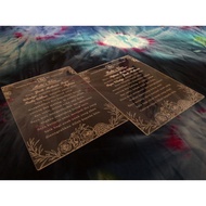 Wedding vows acrylic wedding vows wedding promise/ 2mm thick acrylic invitation card