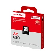 Genuine MERCUSYS MA20N Nano AC650 USB Wifi Receiver (No antenna, 2 bands, WPA3, Windows)