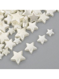 50 顆白色五角星珠星星壓克力間隔珠用於珠寶製作 Diy 手鍊項鍊配件手工製作 8-14 毫米