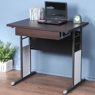 [特價]Homelike 巧思辦公桌 炫灰系列-胡桃加厚桌面80cm(附抽屜)桌腳飾板灰色