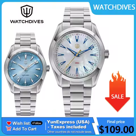 Watchdives VH31 Sweep Second Movement Watch 38mm Sapphire Luminous Waterproof 100m Stainless Steel V