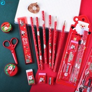 ISITA Christmas Stationery Set, Student Gift Box Pencil Christmas Pencils Eraser, Small Gift Supplies Ruler Kids Cartoon Christmas Stationery Gifts School Gift