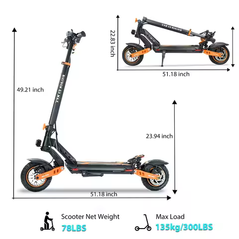 Electric Scooter1600W Motor for Adults, 48V Battery, Up to 50 Miles Range, 10 Inch Tires