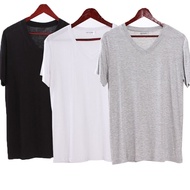 Yingbao 3 pcs V Neck L-6XL Plus Size T shirt Men Cotton Soft Comfy Undershirts Short Sleeve Tees Mal