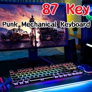 USB Steam Punk Machine 87 Key Wired Keyboard 87 Key Punk Mechanical Keyboard 7 Colour Backlit
