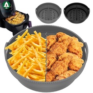 Air Fryer Silicone Liner Pot with Divider Multipurpose Air Fryer Silicone Basket with Handle Foldable Air Fryer Silicone Tray Reusable Round SHOPSBC9559