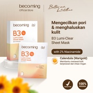 Becoming B3 Lumi-Clear Sheet Mask 30ml 2% Niacinamide Niacinamide Brightening Facial Mask Niacinamid
