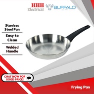 Buffalo 24cm Stainless Steel Frying Pan with Welded Handle Suitable for Induction Cooker, Gas Stove