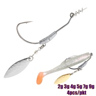 4pcs 2g 3g 4g 5g 7g 9g Crank Hook Metal Spoon Sequins Add Weight lures With Twist Lock Lead Barbed H