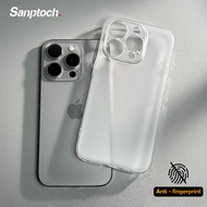 【Non-Yellowing】Sanptoch Ultra Slim Matte Clear Phone Case For iPhone 15 / 14 / 13 Pro Max Light Tran