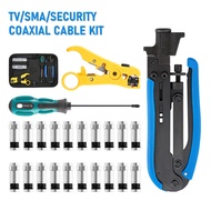 RG6 RG59 RG7 RG11 Wire Stripper Crimper Tool Kit Coaxial Cable Crimping Pliers Set With F BNC Compression Connectors