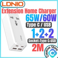 Ldnio Charger 2 USB Port PD Type C Extension Plug Charger 65W Type C Fast Charging Charger Phone Cha