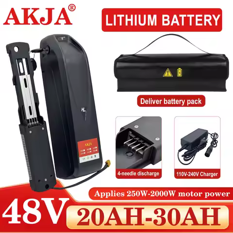 4-pin Hailong AKJA 48V 20-30AH battery 35AH BMS easy to install, long-distance climbing bike, 24-hou
