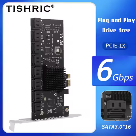 PCIE Sata 1X To 2/6/10/16 Ports SATA3.0 PCI-E Expansion Card Adapter PCI Express Multiplier PCIE3.0 