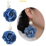 Best Blue Flower Earrings Denims Earwears Exaggerate Camellia Earrings Accessories